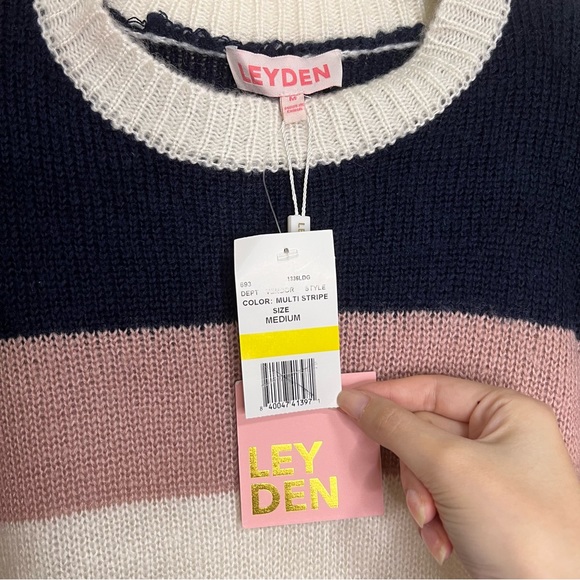 NWT LEYDEN Striped Sweater With Balloon Sleeves - Picture 5 of 6